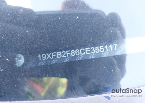 2012 Honda Civic Ex z USA, uszkodzony, nr VIN 19XFB2F86CE355117